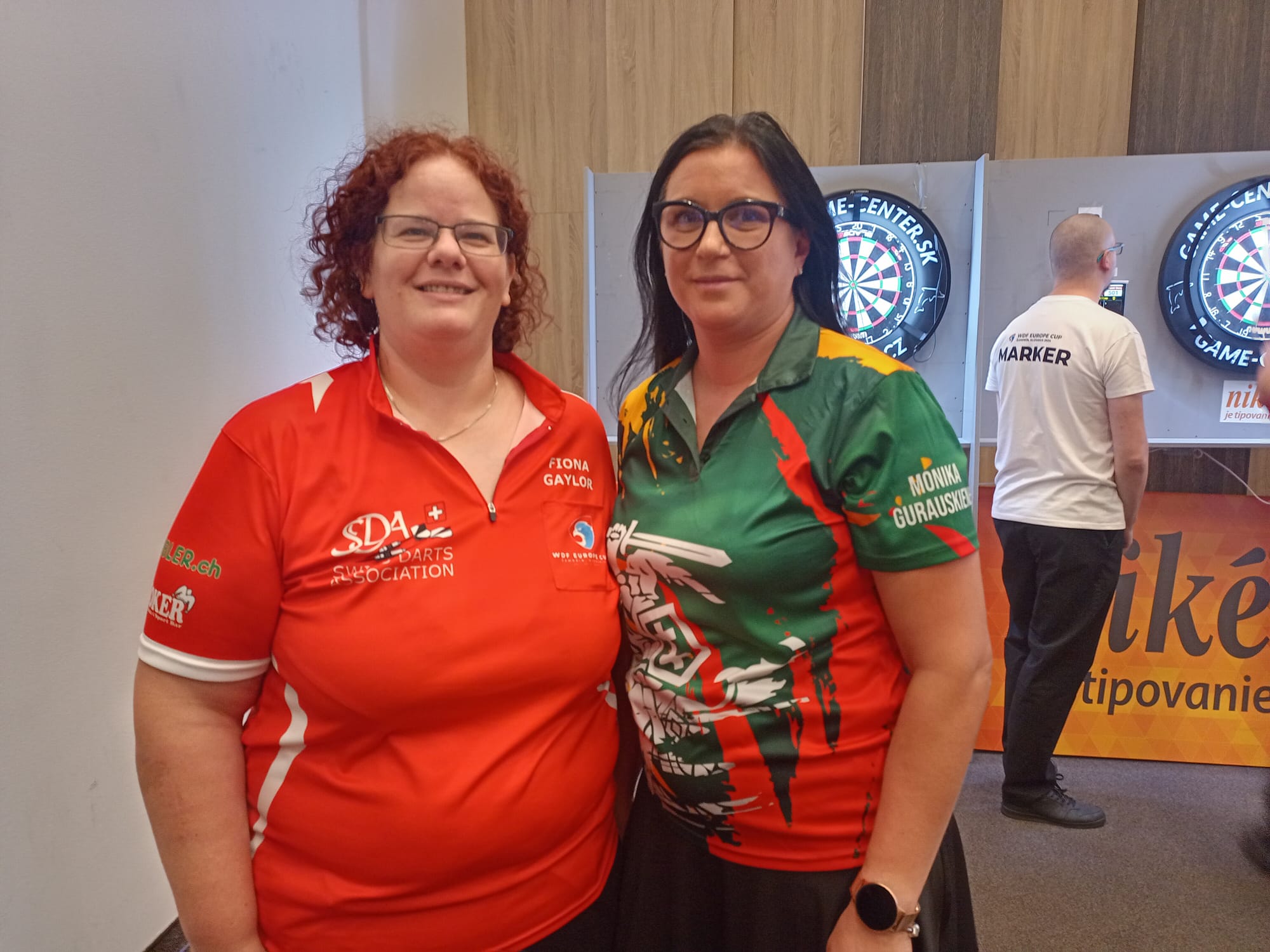 Ladies' singles at the WDF Europe Cup 2024 in Šamorín, Slovakia: Fiona Gaylor (Switzerland) and Monika Gurauskienė (Lithuania)